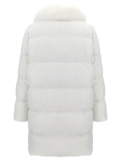 Shop Yves Salomon 'doudoune' Long Down Jacket In White