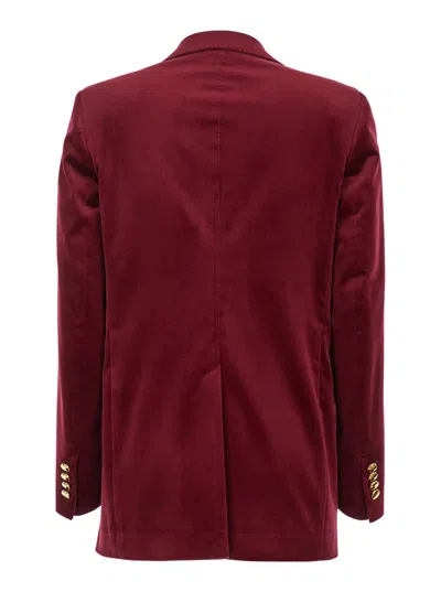 Shop Tagliatore Bordeaux Single-breasted Jacket With Peak Revers In Stretch Cotton Woman In Red