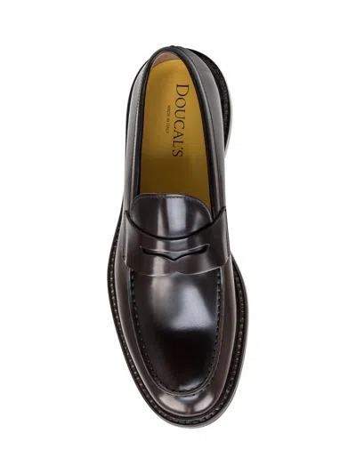 Shop Doucal's Moccasin Penny In Brown