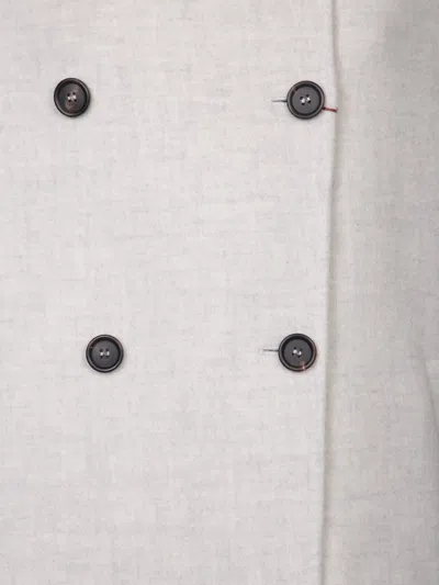 Brunello Cucinelli Mixed Wool Fabric Coat With Six Front Buttons In Grey
