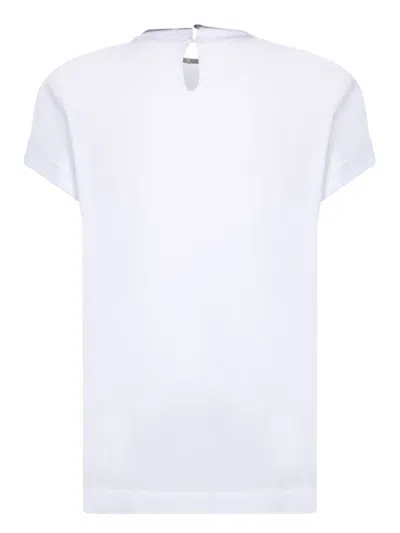 Brunello Cucinelli Stretch Cotton Jersey T-shirt With Precious Faux Layering In White