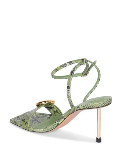 Jacquemus Python-print Leather Sandals In Green