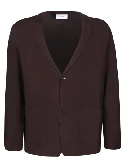 Lardini Knit Cardigan With Classic V-neck And Button Closure In Brown