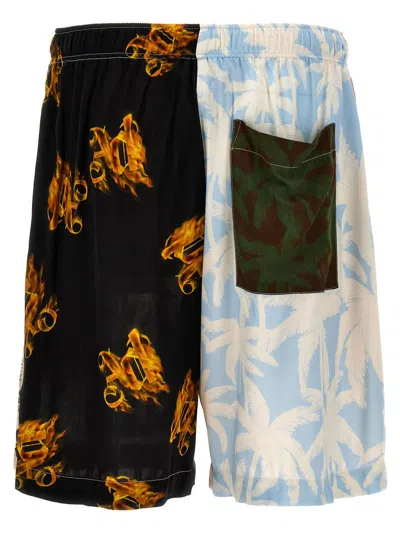 Shop Palm Angels 'patchwork Palms' Bermuda Shorts In Multicolor