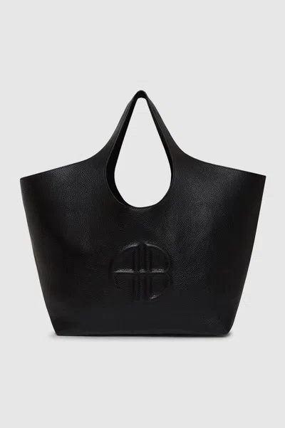 Anine Bing Medium Lili Tote In Black Pebbled In Black