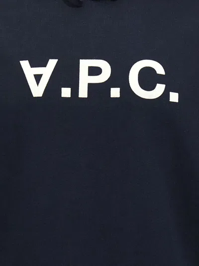 Apc A.p.c. Milo Hoodie With Flocked Logo Print In Blue
