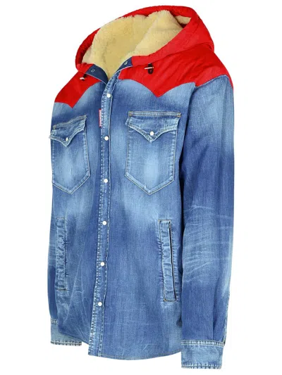 Shop Dsquared2 'winter Western' Overshirt In Clear Blue