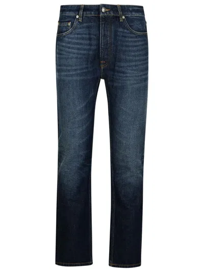 Palm Angels Belt Loops Faded Denim Trousers In Blue