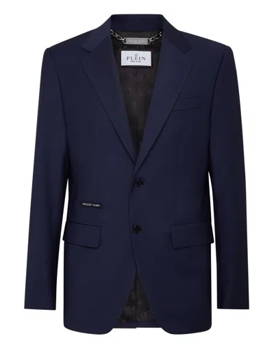 Philipp Plein Wool Blazer In Blue