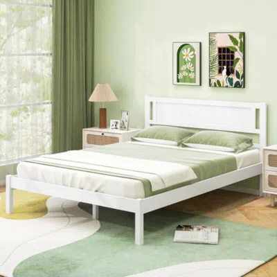 Hivvago Twin/full/queen Size Wood Bed Frame With Headboard And Wooden Slats Support-full
