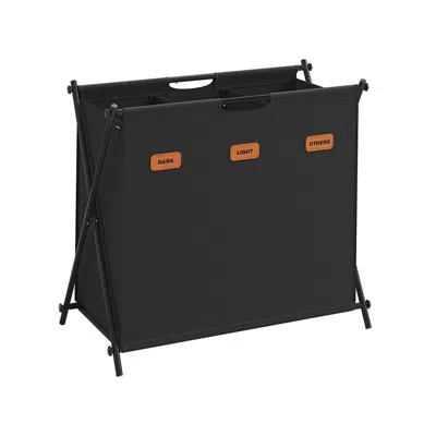 Breebe Laundry Hamper, Laundry Basket, 35.7 Gal. Laundry Sorter 3 Sections, Collapsible X-frame, Ink Black