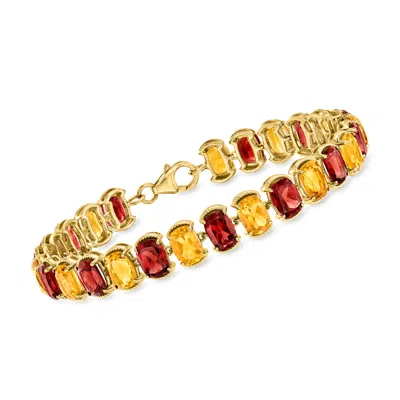 Ross-simons Garnet And Citrine Bracelet In 18kt Gold Over Sterling In Red