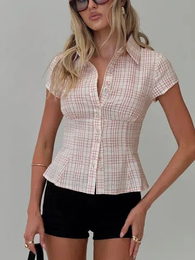 Princess Polly Cottesloe Blouse Top In Pink Check