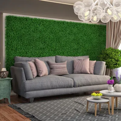 Hivvago 12 Pieces 20 X 20 Inches Artificial Grass Wall Panels For Garden Yard Balcony-green