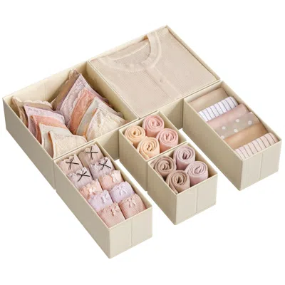 BREEBE DRAWER ORGANIZER, DRESSER DRAWER ORGANIZERS, SET OF 6, FOLDABLE FABRIC STORAGE BINS FOR SOCKS, UNDER 
