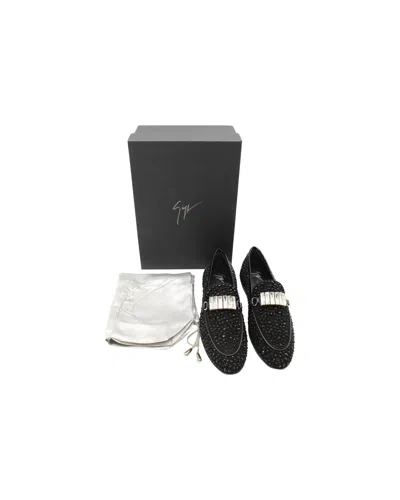 Giuseppe Zanotti Embellished Loafers In Black Suede In Black