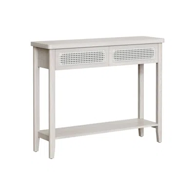 BREEBE ENTRY TABLE WITH 2 DRAWERS AND OPEN SHELF OATMEAL BEIGE 