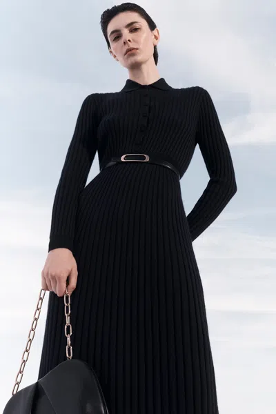 Gabriela Hearst Ardor Cashmere-blend Ribbed Midi Dress In Navy
