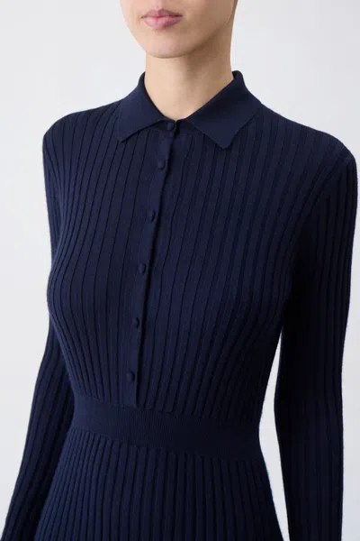 Gabriela Hearst Ardor Cashmere-blend Ribbed Midi Dress In Navy