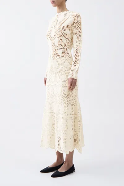 Gabriela Hearst Capps Crochet Top In Ivory Wool Cashmere In Ivory