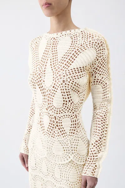 Gabriela Hearst Cleo Crochet Skirt In Ivory Wool Cashmere In Ivory