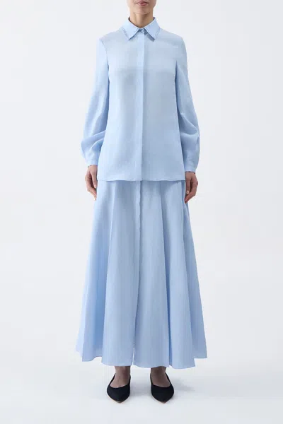 Gabriela Hearst Delmer Top In Light Blue Aloe Linen In Light Blue