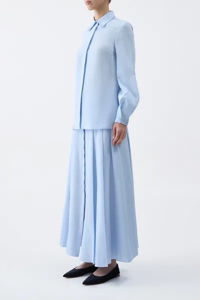 Gabriela Hearst Delmer Top In Light Blue Aloe Linen In Light Blue
