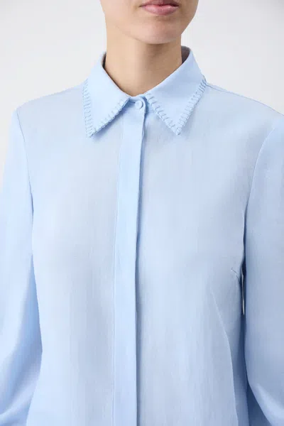 Gabriela Hearst Delmer Top In Light Blue Aloe Linen In Light Blue