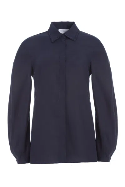 Gabriela Hearst Delmer Top In Navy Aloe Linen In Navy