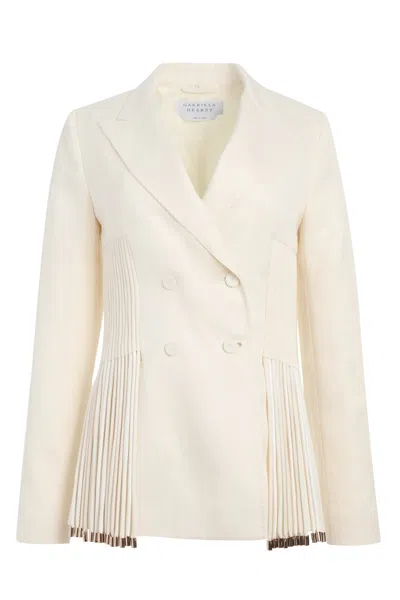 Gabriela Hearst Giorgio Fringe Blazer In Ivory Textured Linen In Ivory