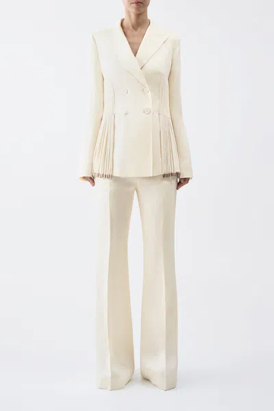 Gabriela Hearst Giorgio Fringe Blazer In Ivory Textured Linen In Ivory