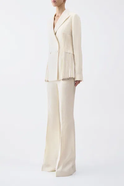 Gabriela Hearst Giorgio Fringe Blazer In Ivory Textured Linen In Ivory