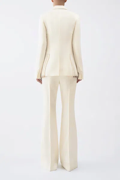 Gabriela Hearst Giorgio Fringe Blazer In Ivory Textured Linen In Ivory