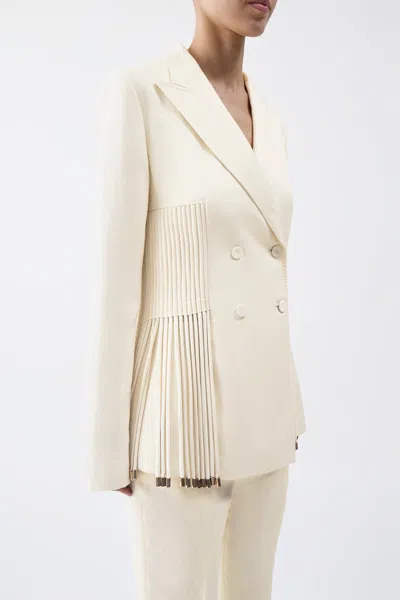 Gabriela Hearst Giorgio Fringe Blazer In Ivory Textured Linen In Ivory