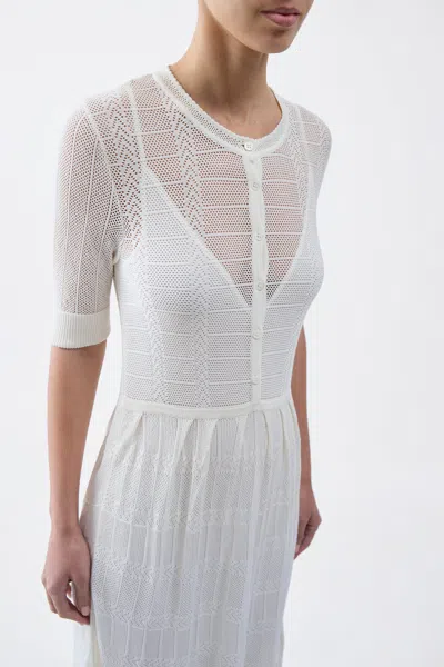 Gabriela Hearst Iris Pointelle Knit Pleated Dress With Slip In Ivory Cotton Silk In Ivory