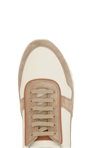 Shop Brunello Cucinelli Sneakers In Panama+leather+milk