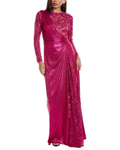 Tadashi Shoji Draped Gown In Pink