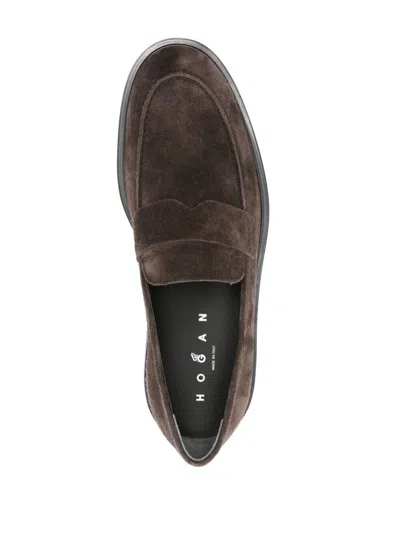 Hogan Chunky Sole Round Toe Suede Finish Loafers In Brown