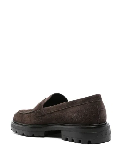 Hogan Chunky Sole Round Toe Suede Finish Loafers In Brown