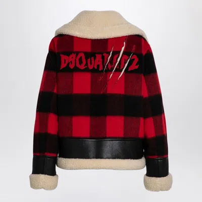 Dsquared2 Red/black Chequered Jacket In Wool In Multicolor
