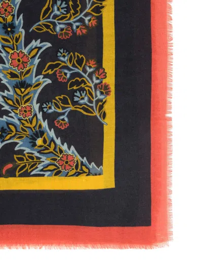 Etro Black Wool Blend Scarf Women In Black