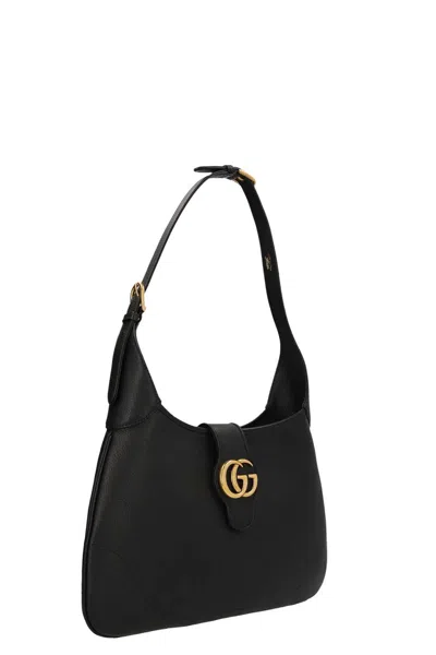 Gucci Aphrodite Large Leather Shoulder Bag In Black