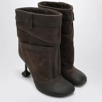 Loewe Suede Ankle Boots With 9 Cm Heel Height For Women In Brown