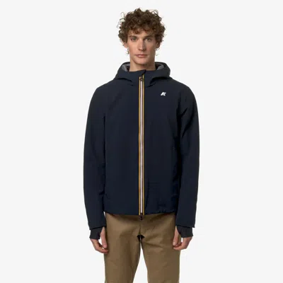 K-way Drawstring Hooded Waterproof Jacket In Blue