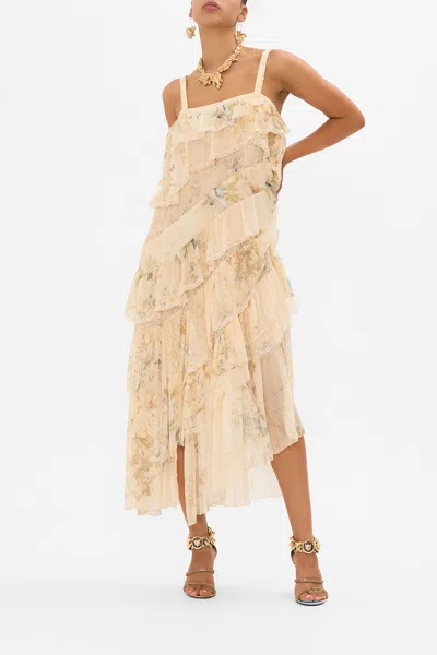 Camilla Asymmetric Spliced Lace Dress Adorned In Antiquity