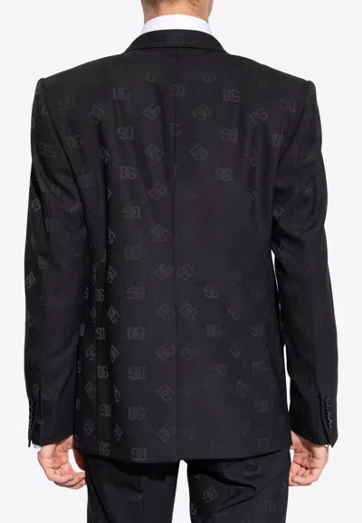 Dolce & Gabbana All-over Logo-pattern Blazer In Black