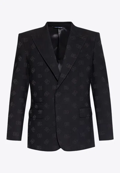 Dolce & Gabbana All-over Logo-pattern Blazer In Black