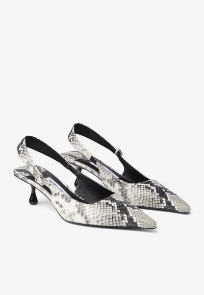 Jimmy Choo Amel 50 Snake-effect Leather Slingback Pumps In Multicolor