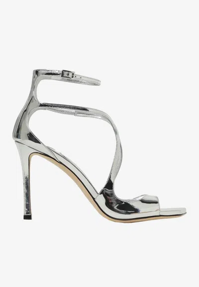Jimmy Choo Lvr Exclusive 95mm Azia Leather Sandals In Silver