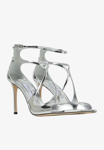 Jimmy Choo Lvr Exclusive 95mm Azia Leather Sandals In Silver